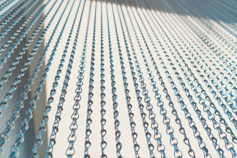 a close up of a chain link fence