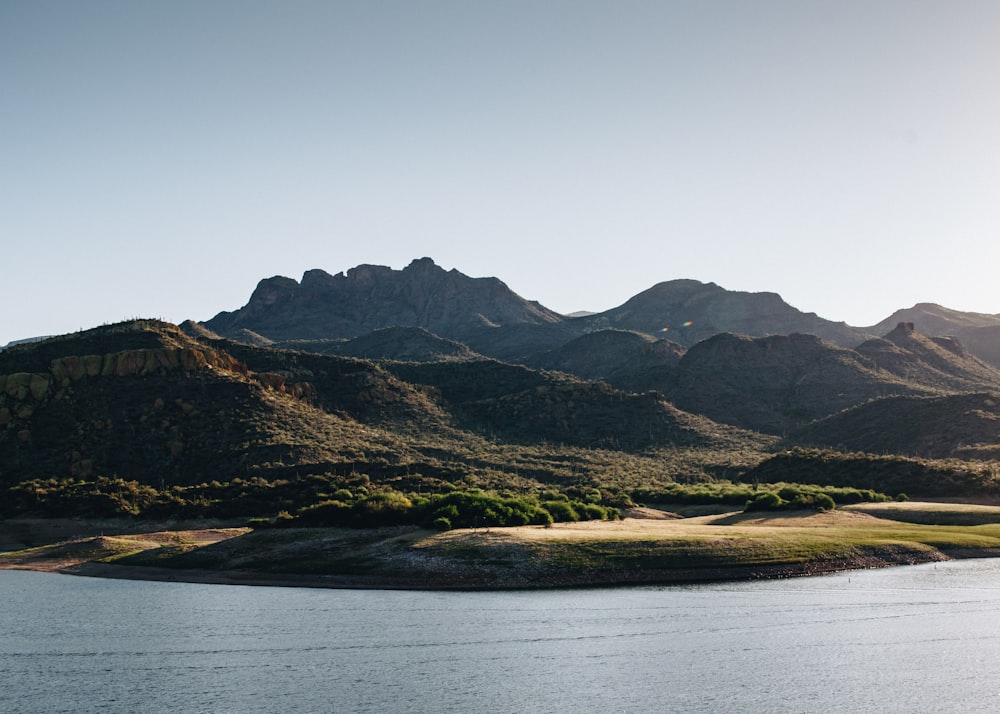 a large body of water surrounded by mountains