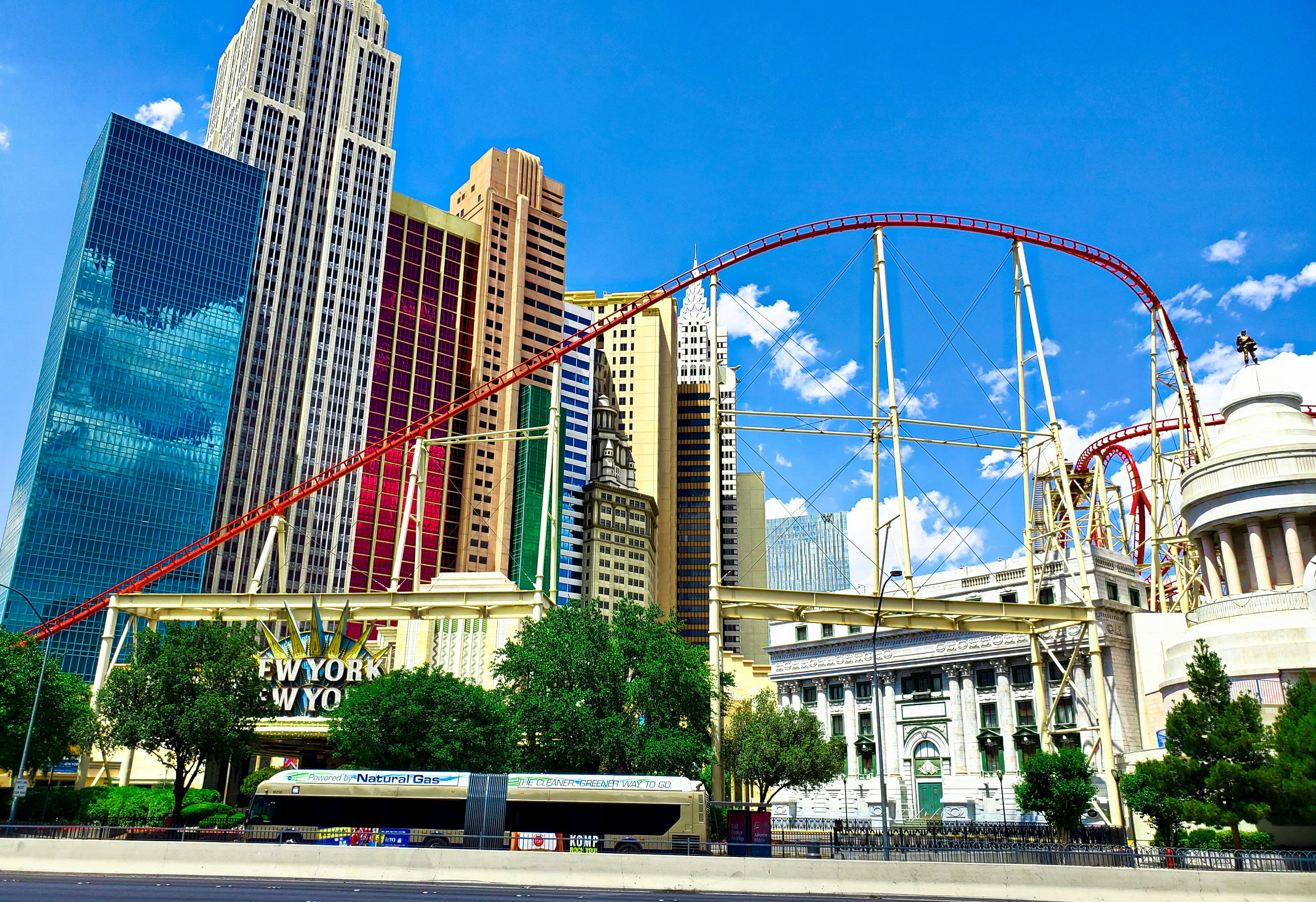 a roller coaster in the middle of a city