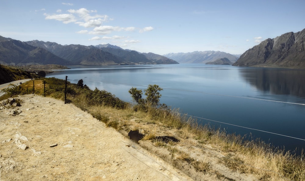 a large body of water surrounded by mountains