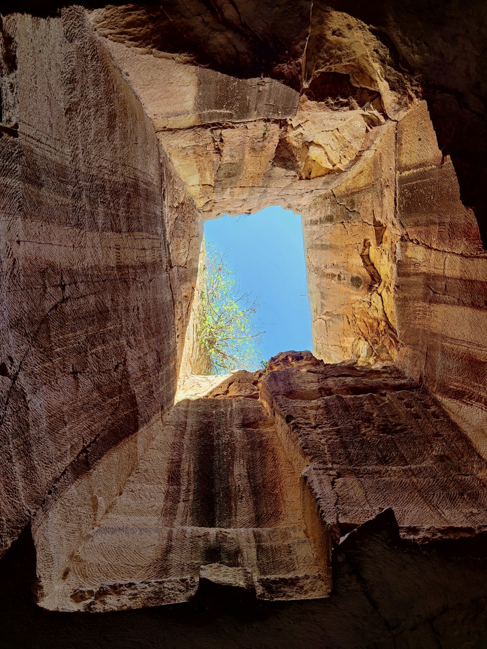 a view of the inside of a cave