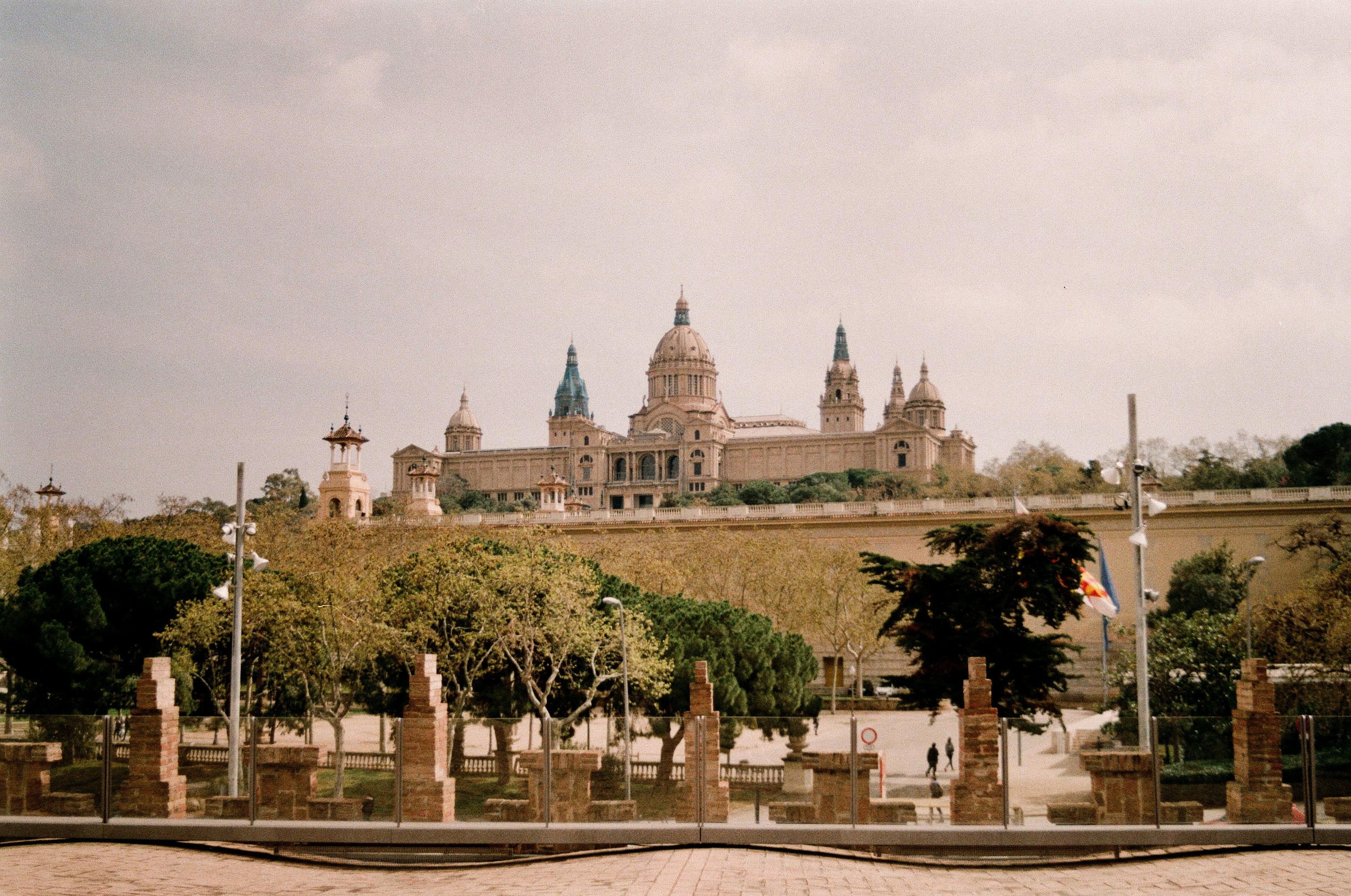 a large building with towers on top of it