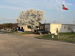 a car is parked in front of a building