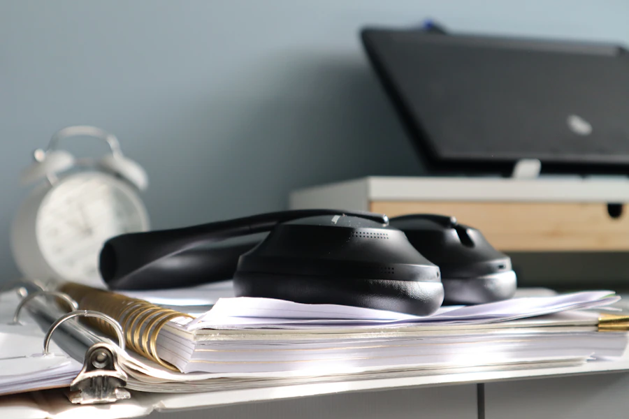 Laptop and phone on an organized workspace