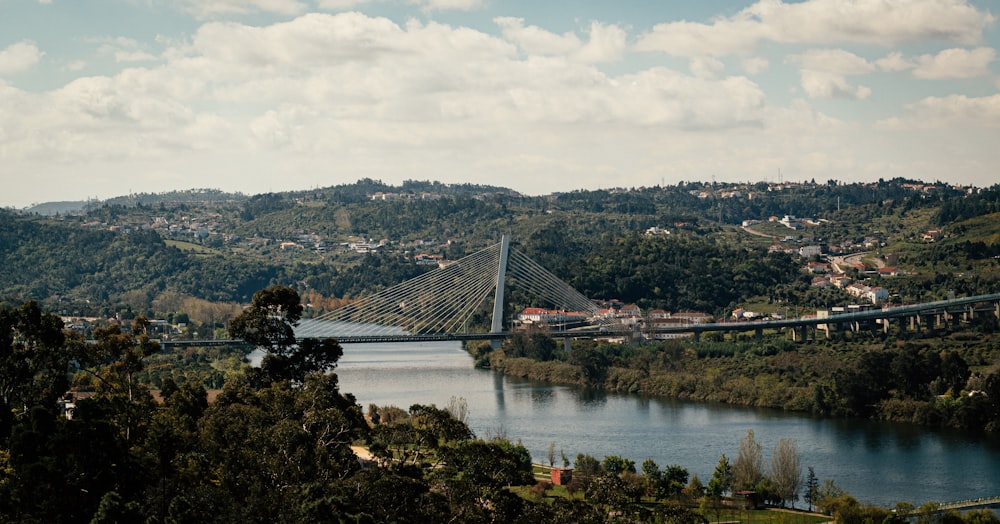 a view of a bridge over a body of water