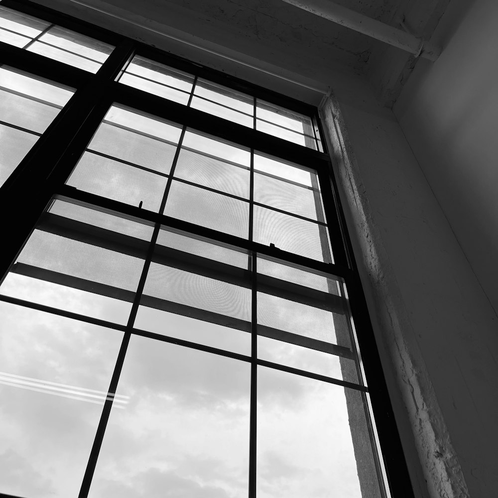 a black and white photo of a window