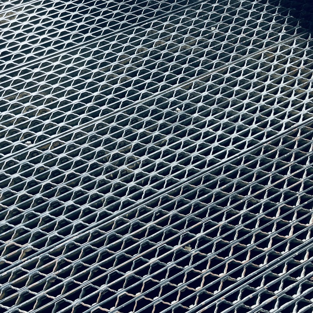 a close up view of a metal grate