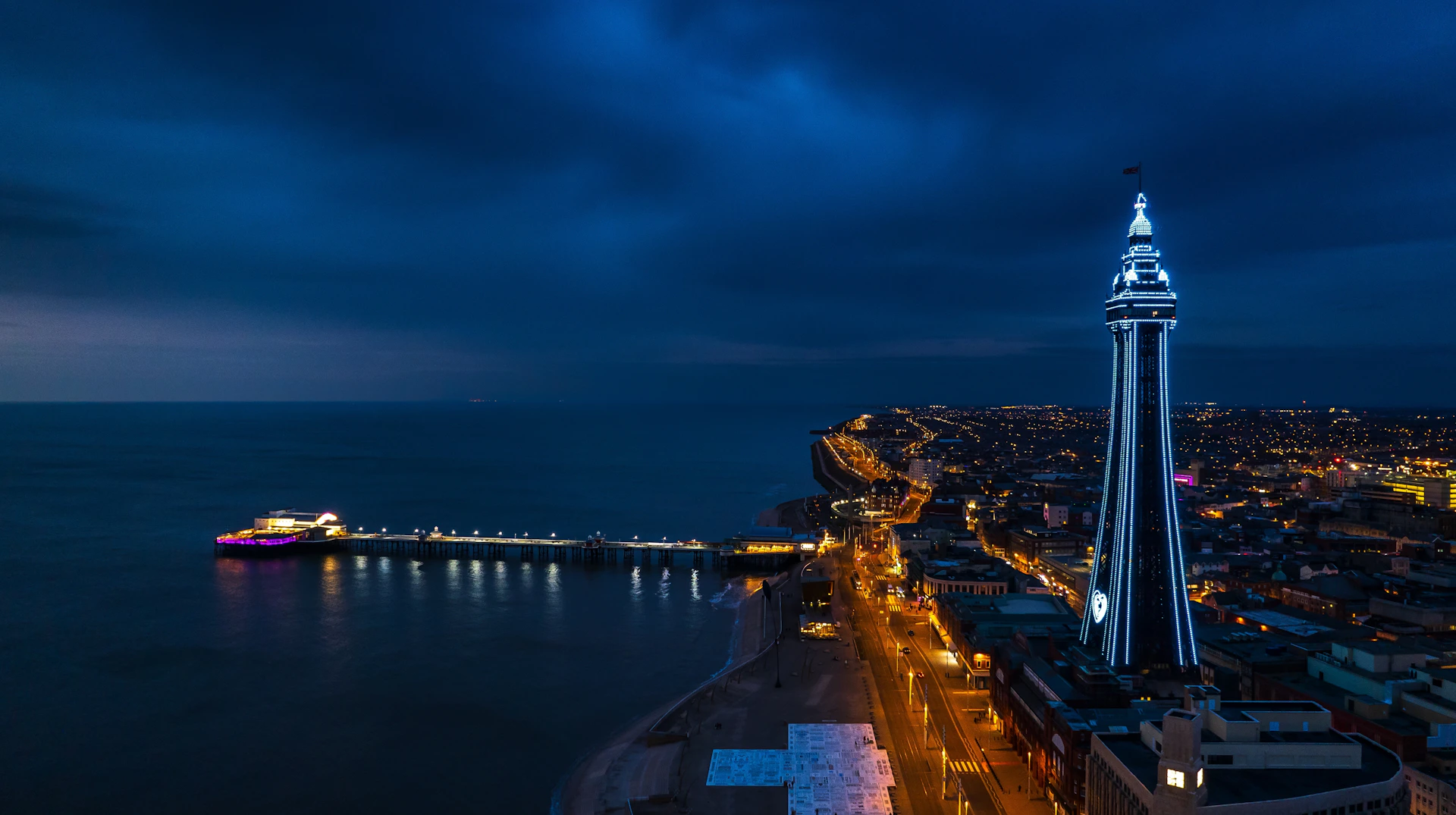 a view of a city at night from a high point of view