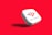 A white, rounded square object with the Bank of America logo displayed prominently. The logo features stylized red and blue stripes above the text 'BANK OF AMERICA'. The object casts a shadow on a vibrant red background, giving the impression that it is floating.