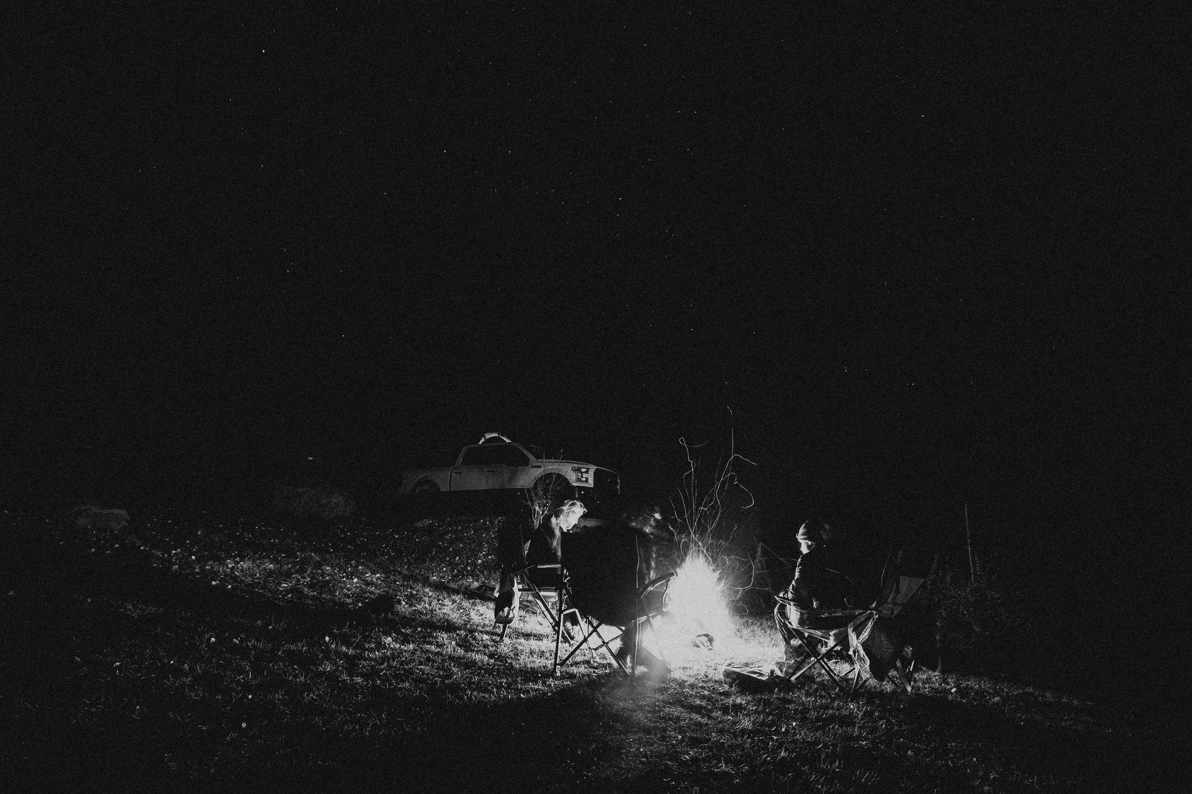 Group around campfire