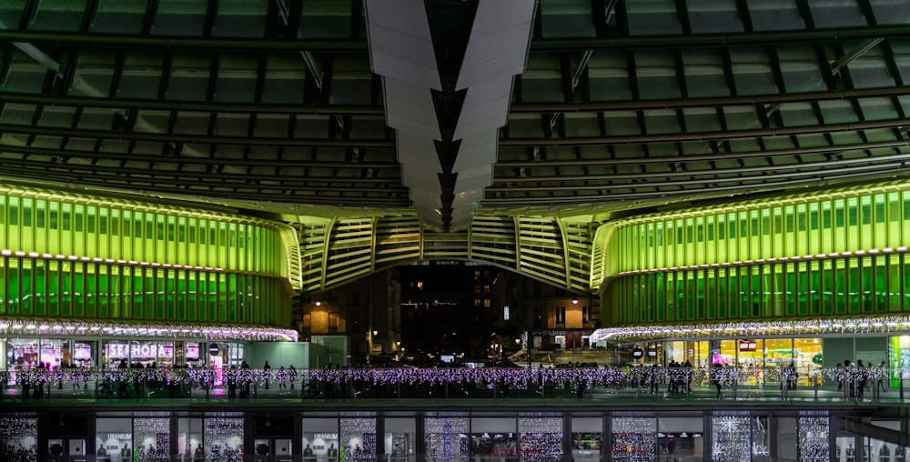 a very large building with a lot of lights inside of it