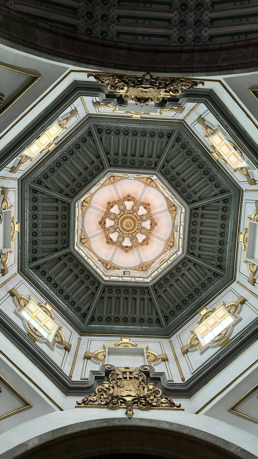 a view of the ceiling of a building