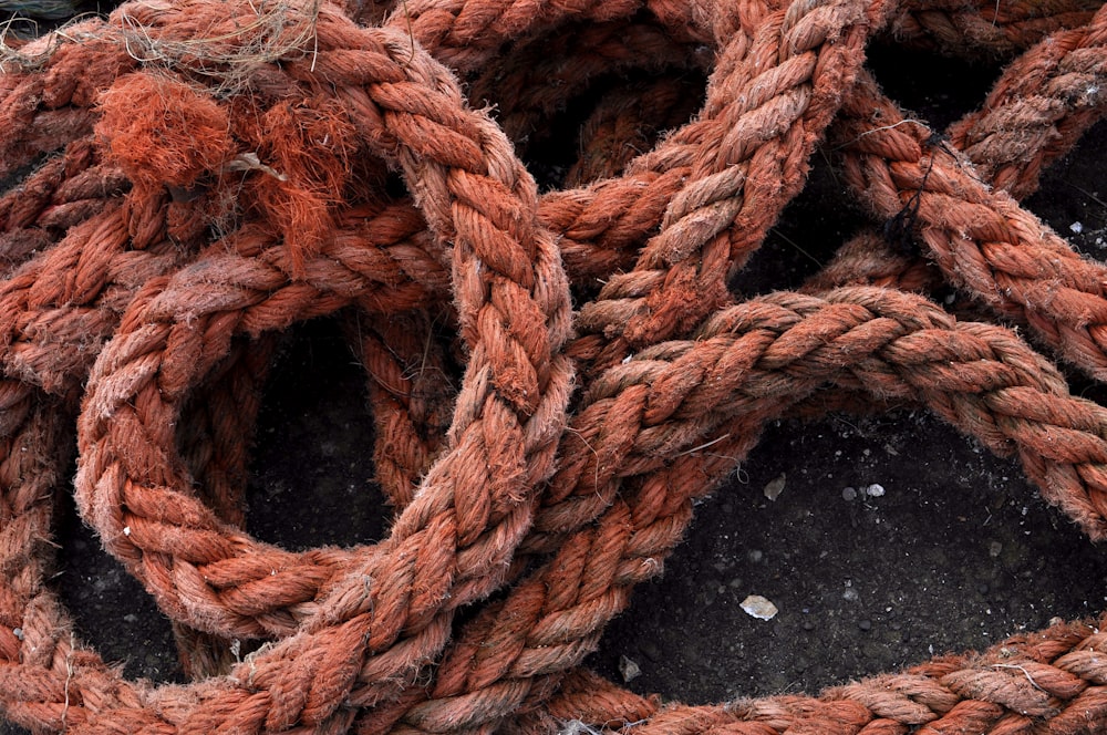 a close up of a rope on the ground