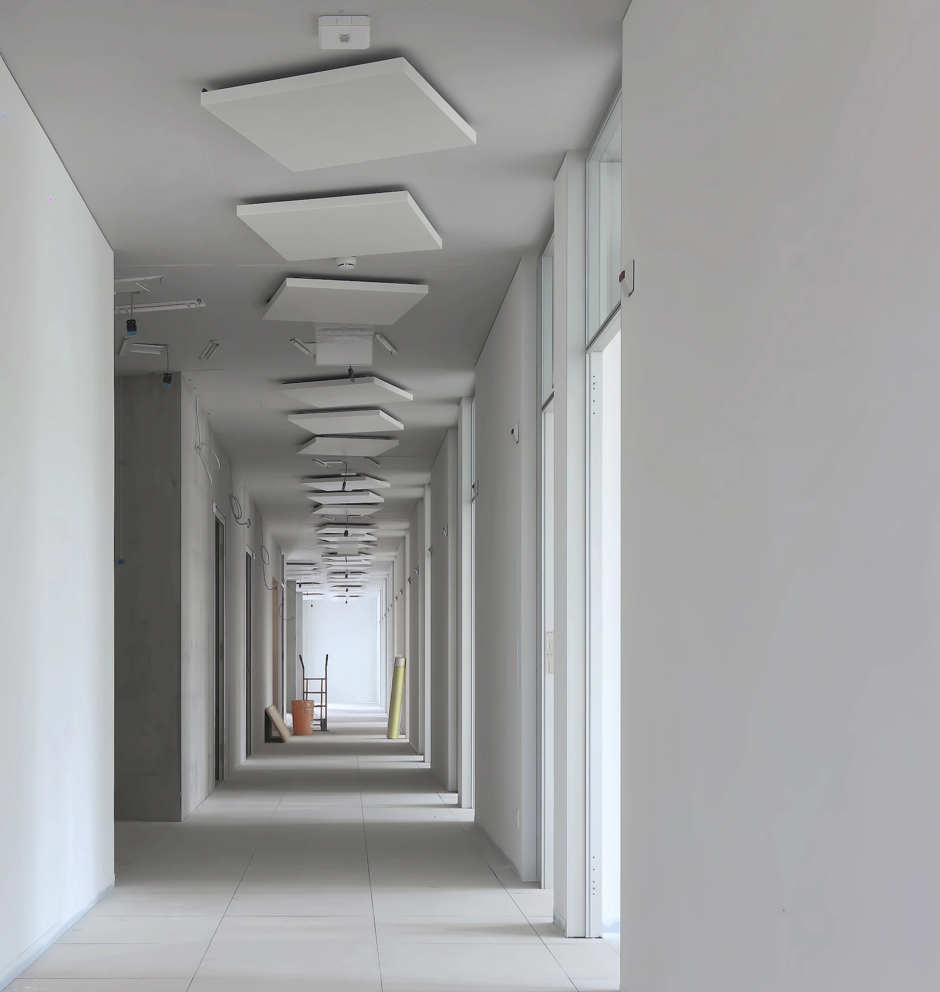 Hallway with smooth white walls
