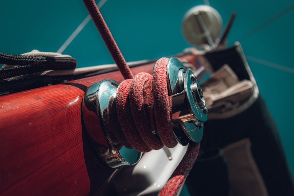 a close up of a rope on a boat