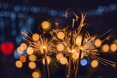 Sparkling fireworks effect on a wedding dance floor creating a festive atmosphere.