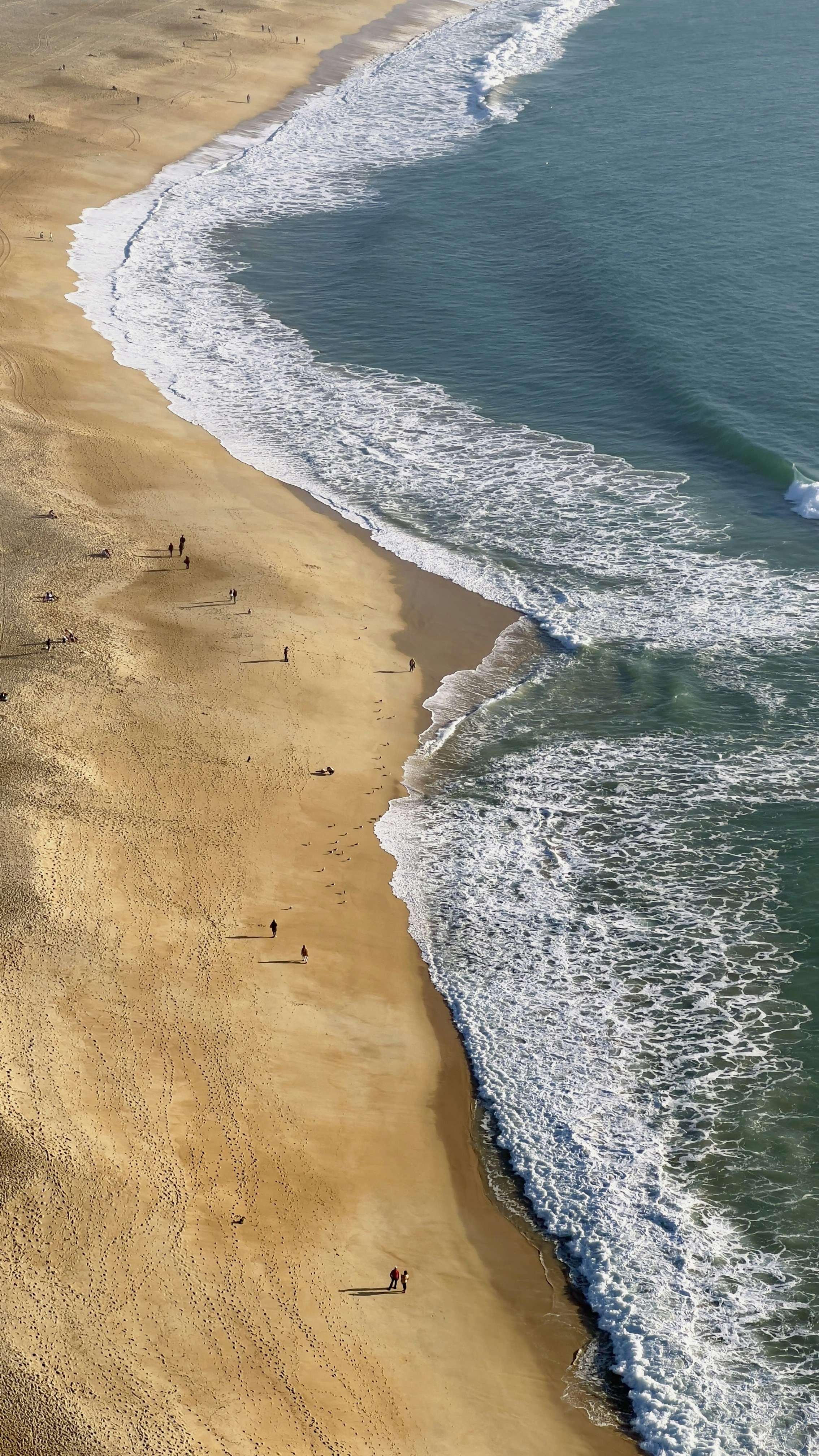un groupe de personnes debout au sommet d’une plage de sable