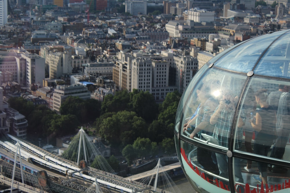 a view of a city from a ferris wheel