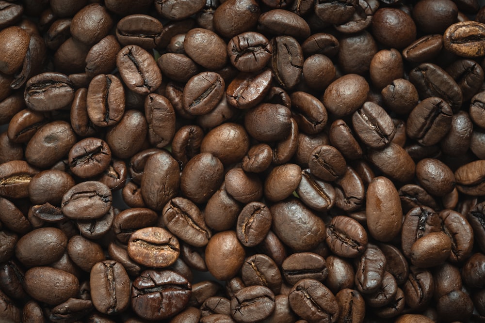 a pile of roasted coffee beans