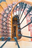 a view of a spiral staircase from the top