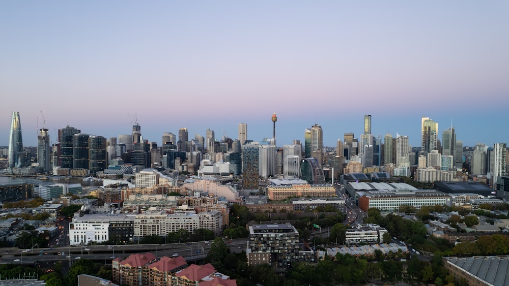 a view of a city with a lot of tall buildings