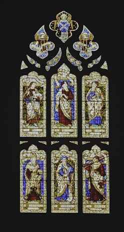 a stained glass window in a church