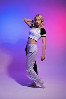 A model wearing stylish joggers in a casual setting.