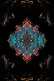 an abstract image of a blue and red flower