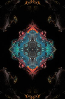 an abstract image of a blue and red flower