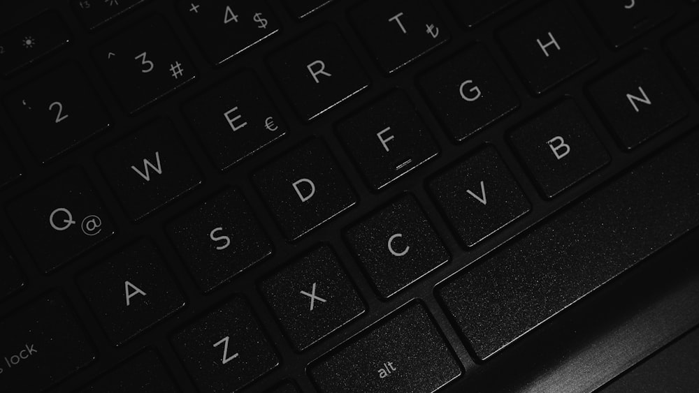 a close up view of a black keyboard