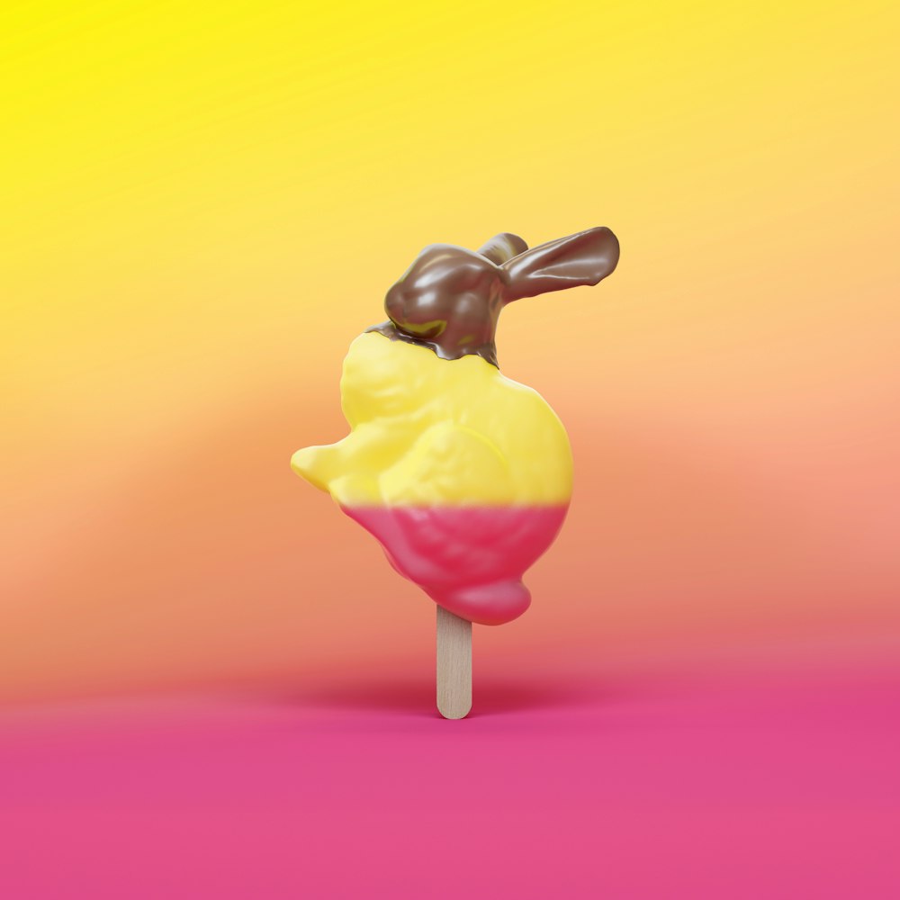 a popsicle with a bunny on top of it