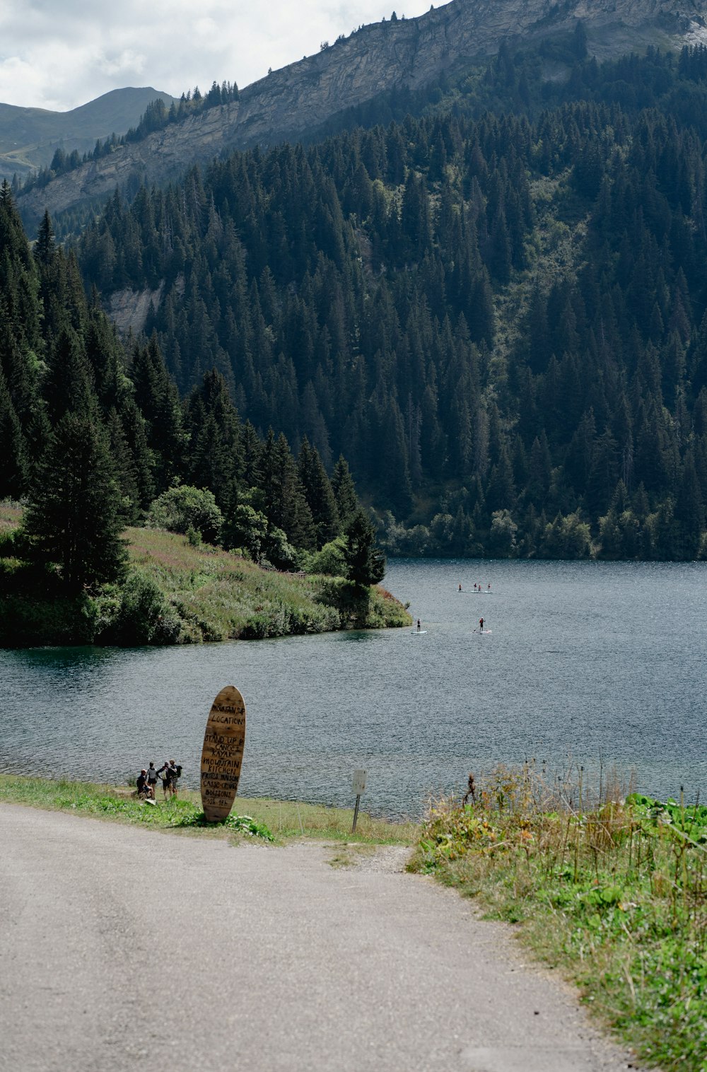 a body of water surrounded by mountains and trees