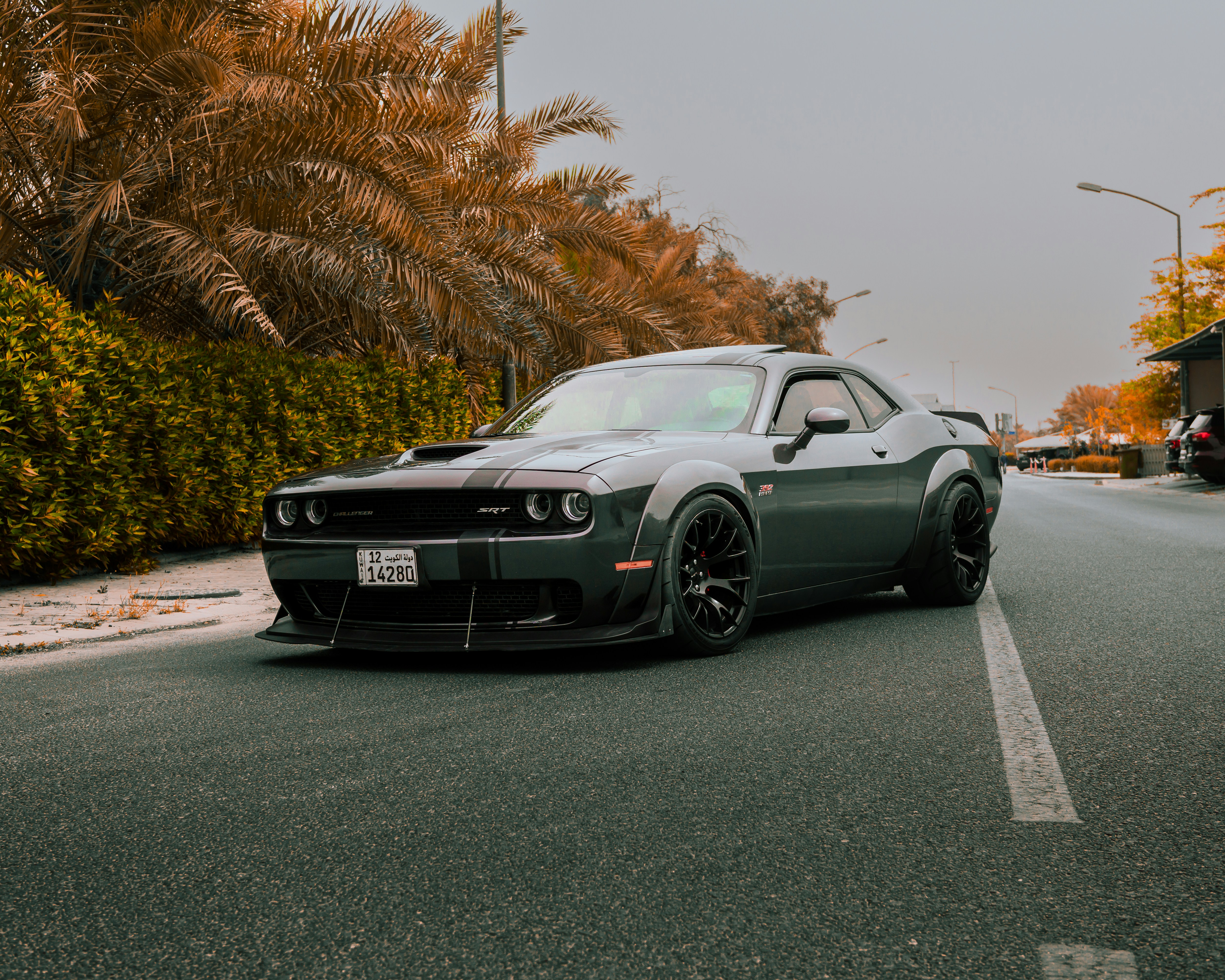 a car is parked on the side of the road