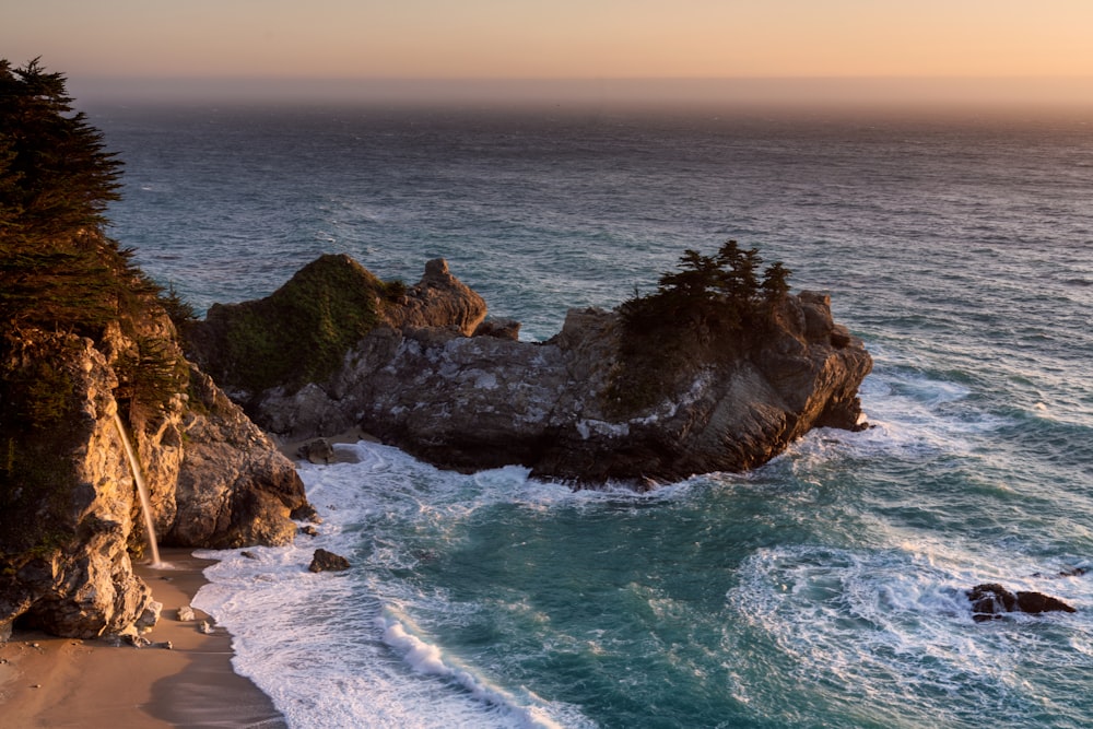 a view of the ocean from a cliff