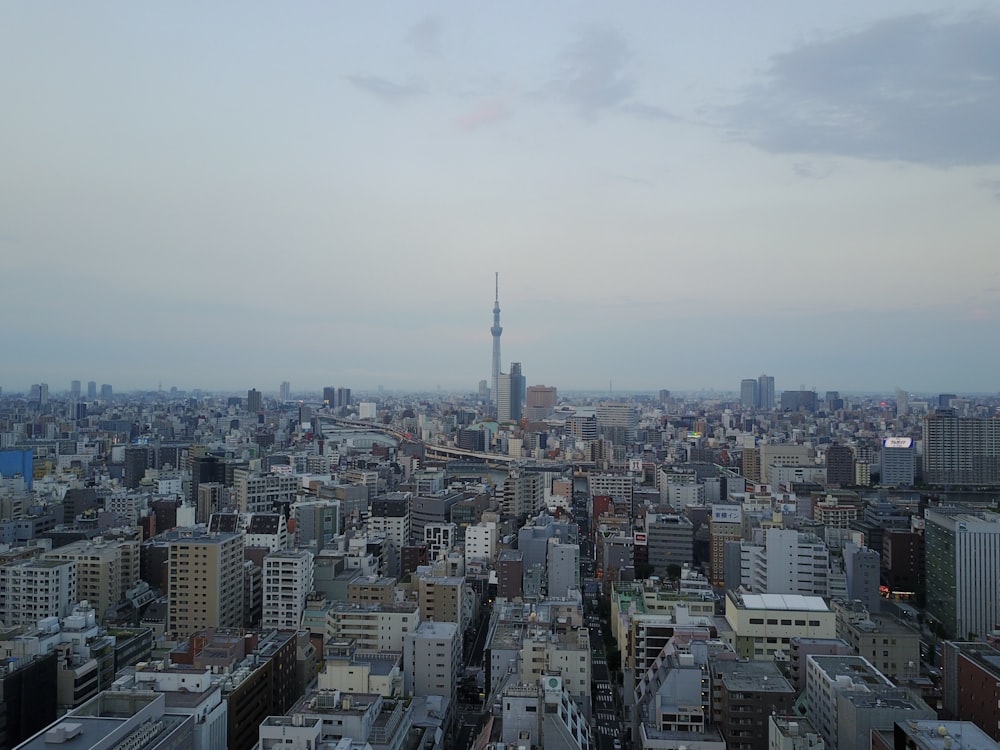 a view of a city from the top of a building