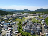 A sprawling suburban housing development with tree-lined streets.
