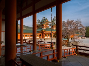 a view of a building from inside a building