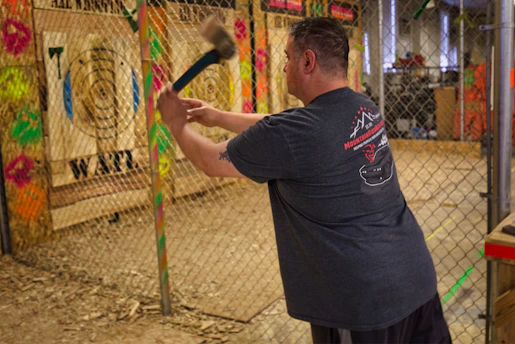 a man Axe Throwing