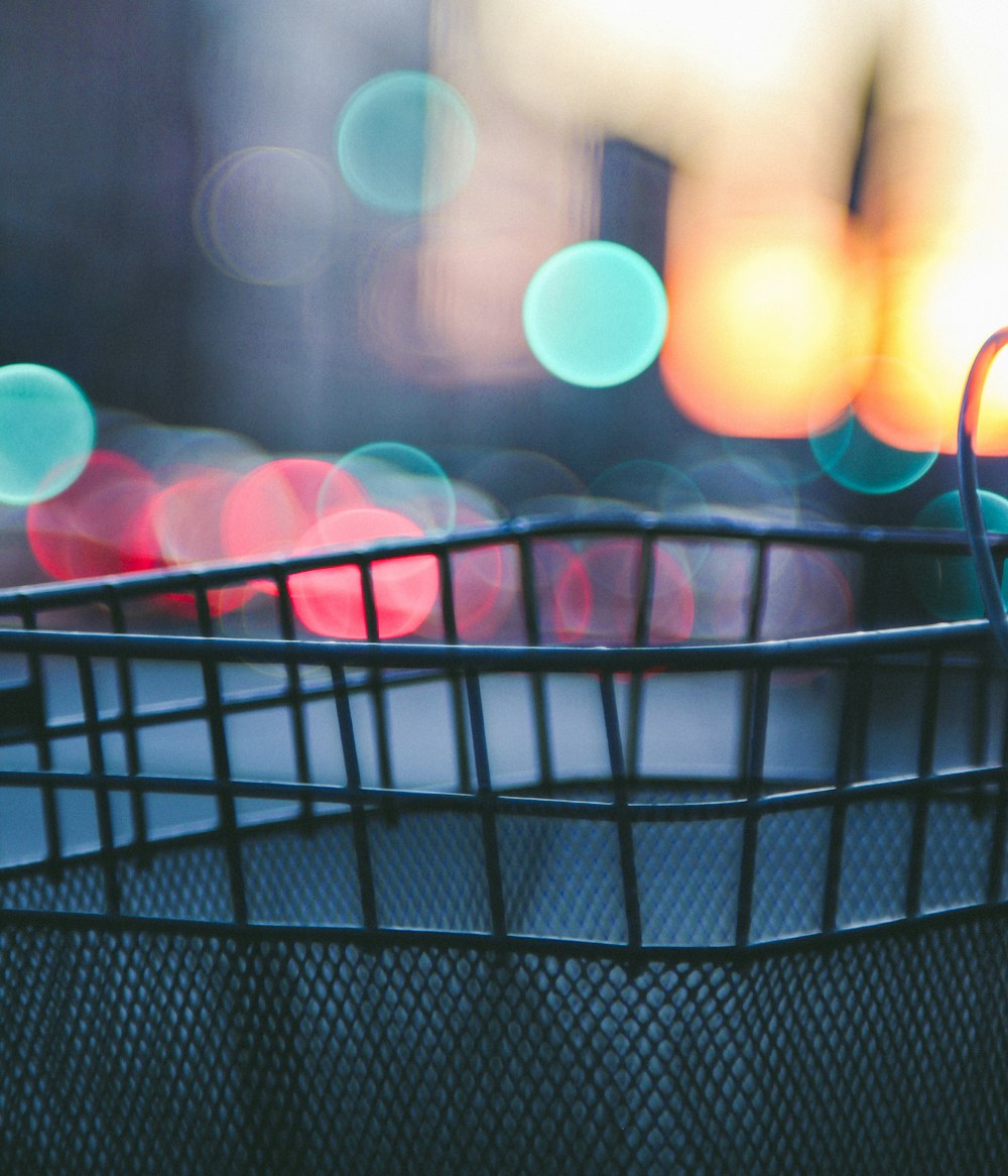 a close up of a basket on a table