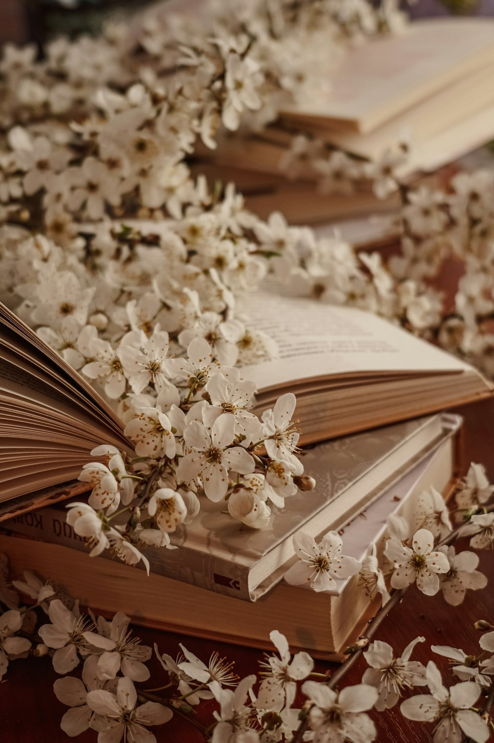 an open book sitting on top of a wooden table