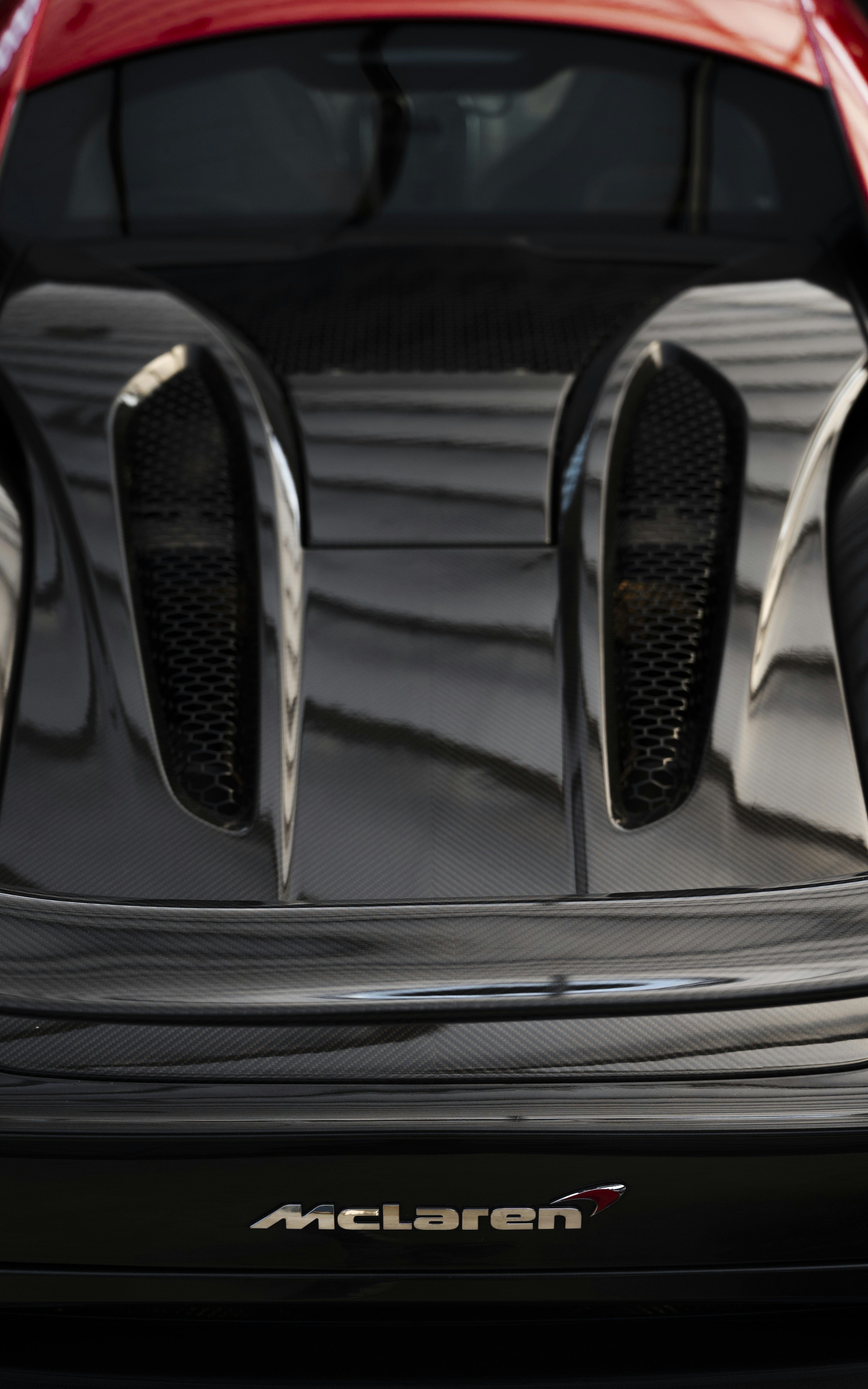 a close up of the front of a sports car