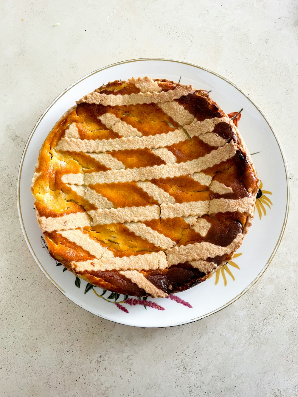 a pie on a plate on a table