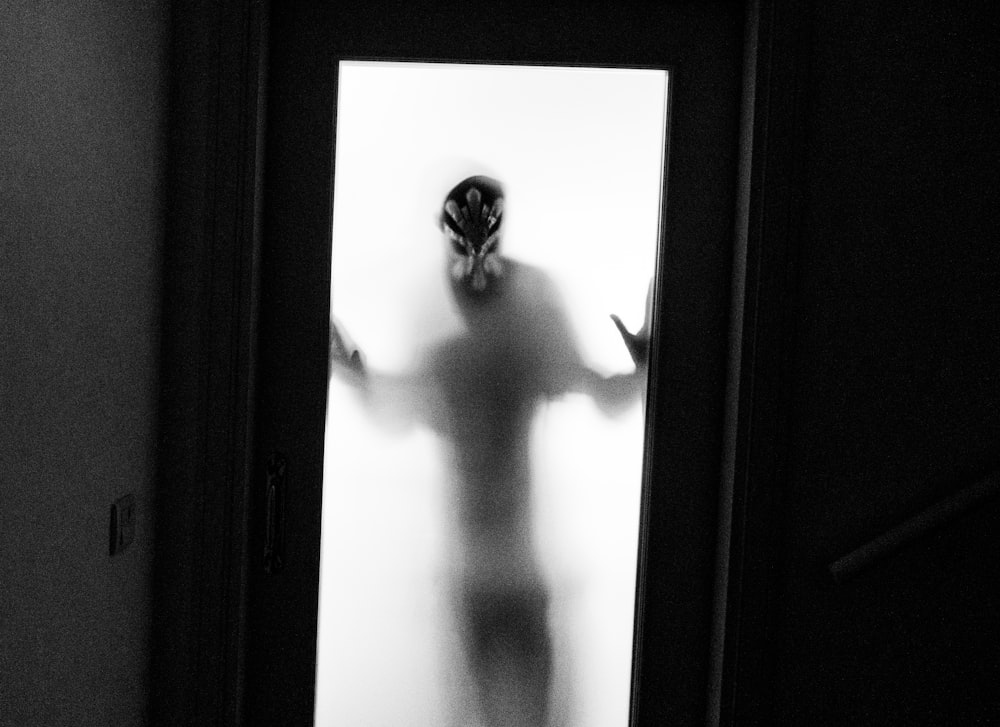 a person standing in front of a door