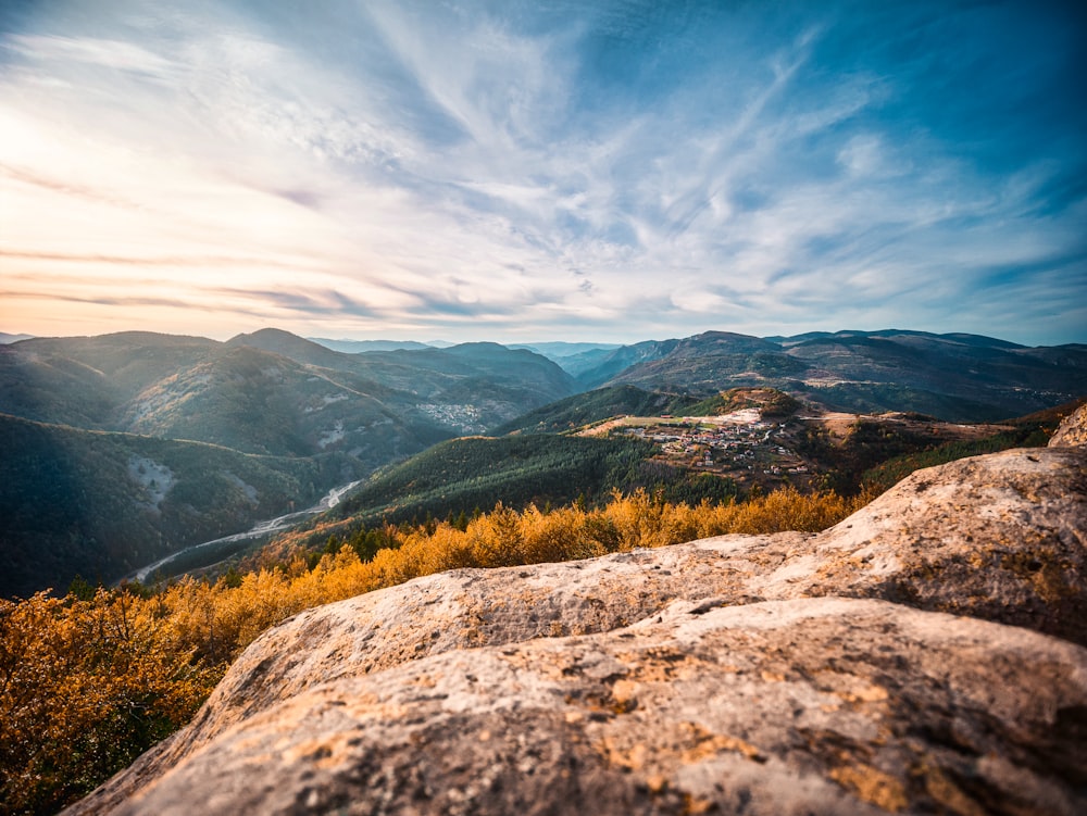 a view of a mountain range from a high point of view