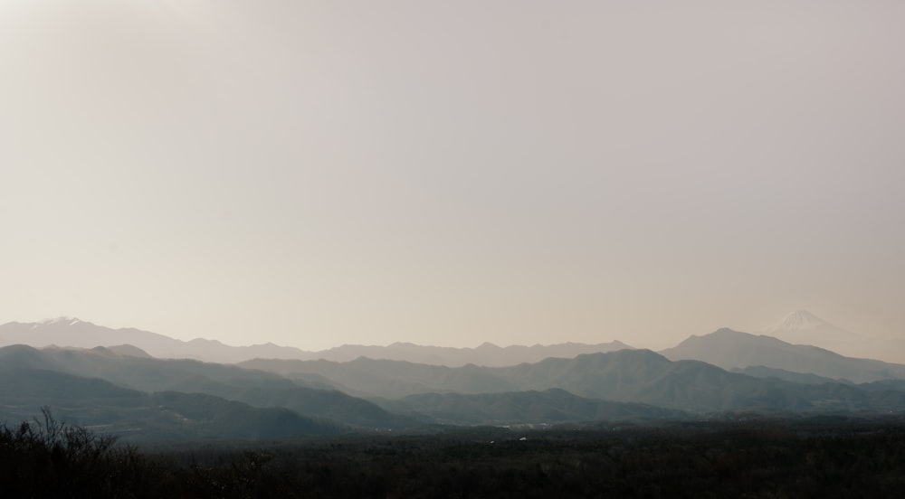 a view of a mountain range in the distance