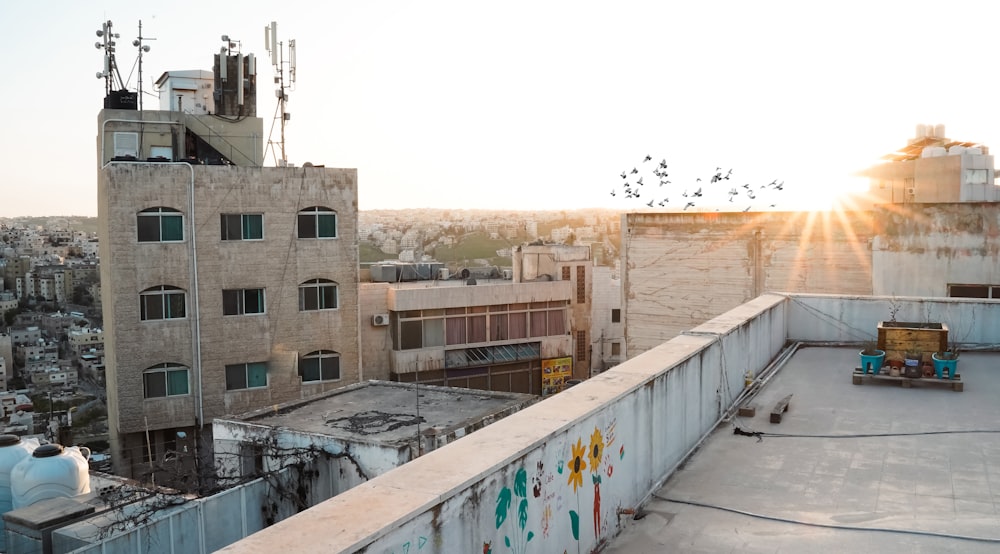 a view of a city from the roof of a building