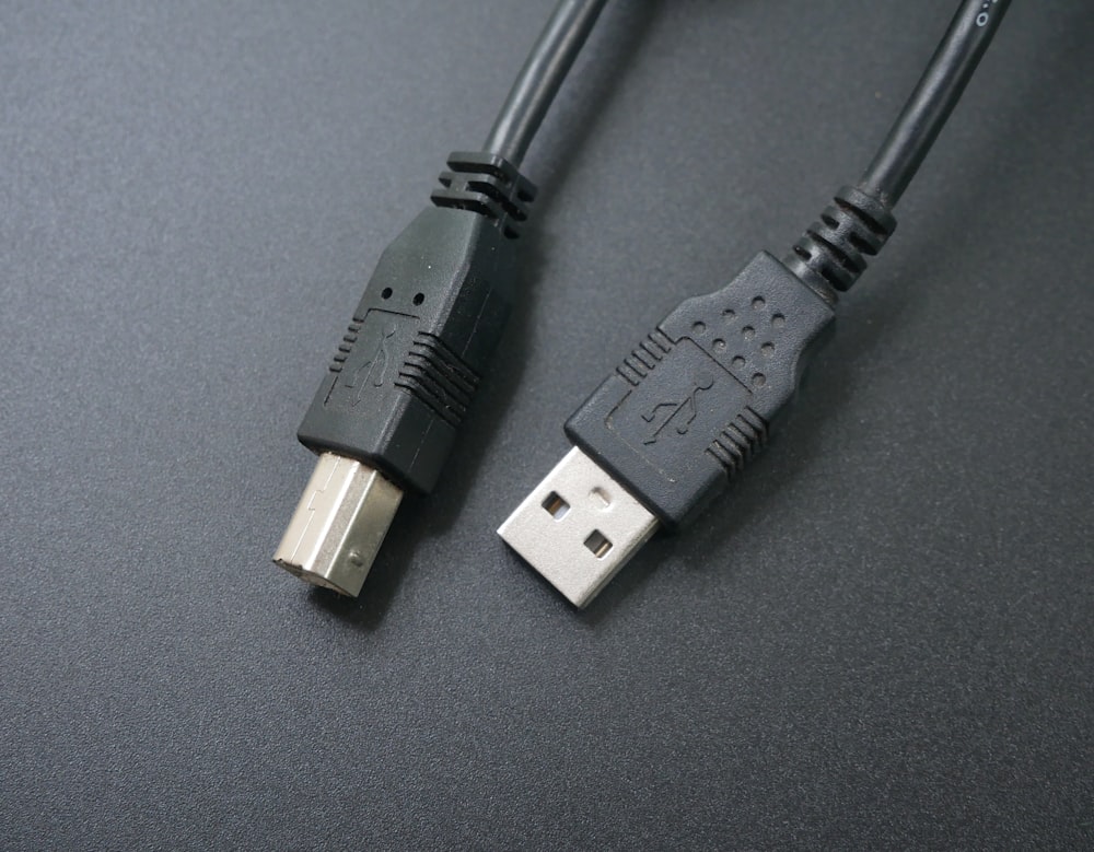 a close up of a usb cable on a table