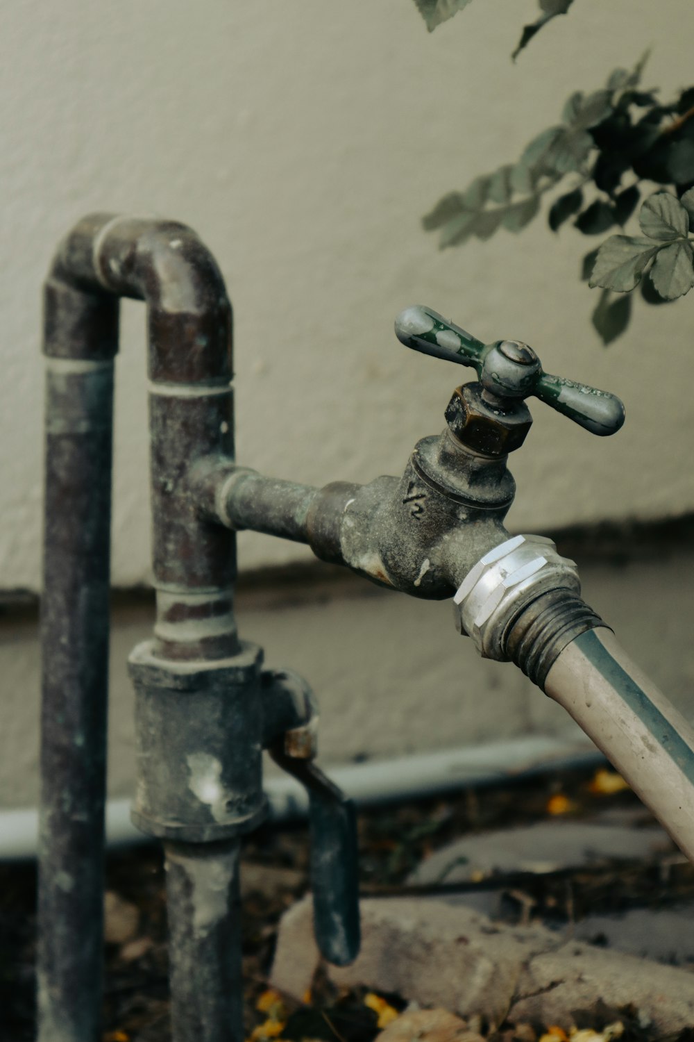 a water faucet with a hose attached to it