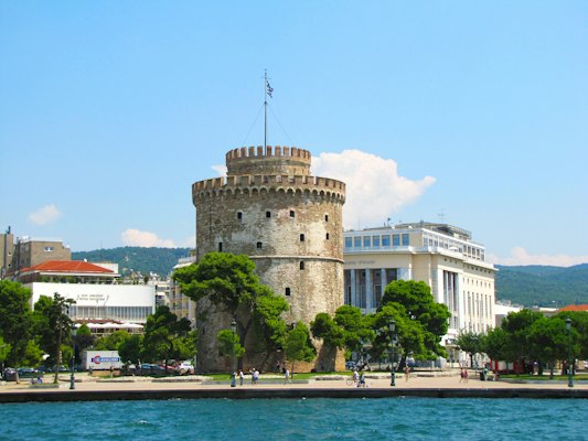 A large castle sitting on top of a lush green hillside — Thessaloniki, Greece