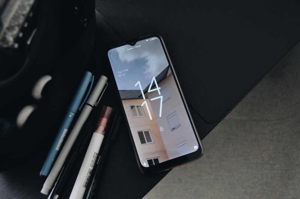 a cell phone sitting on top of a table